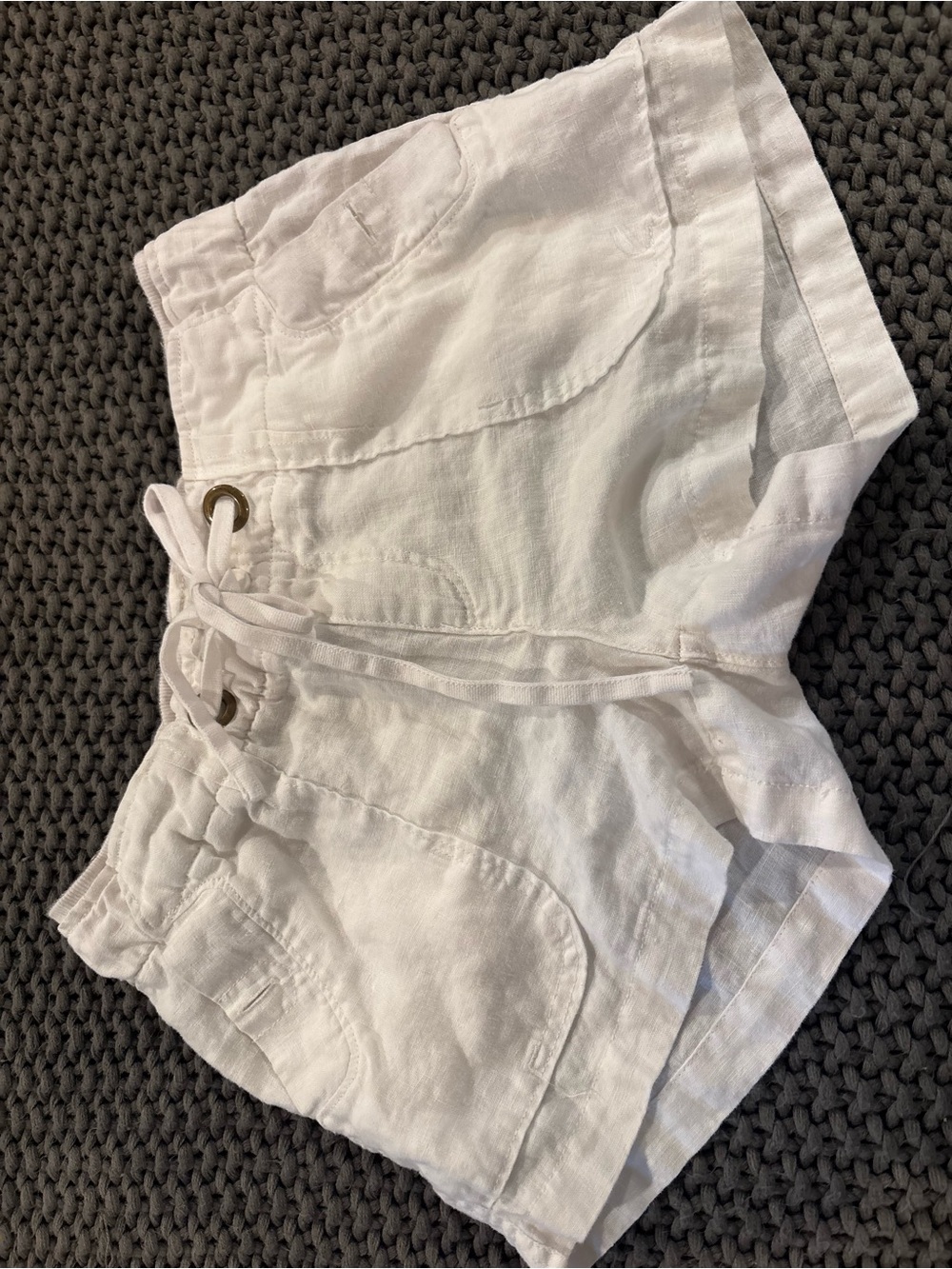 Sanctuary White Linen-Blend Drawstring Athletic Shorts